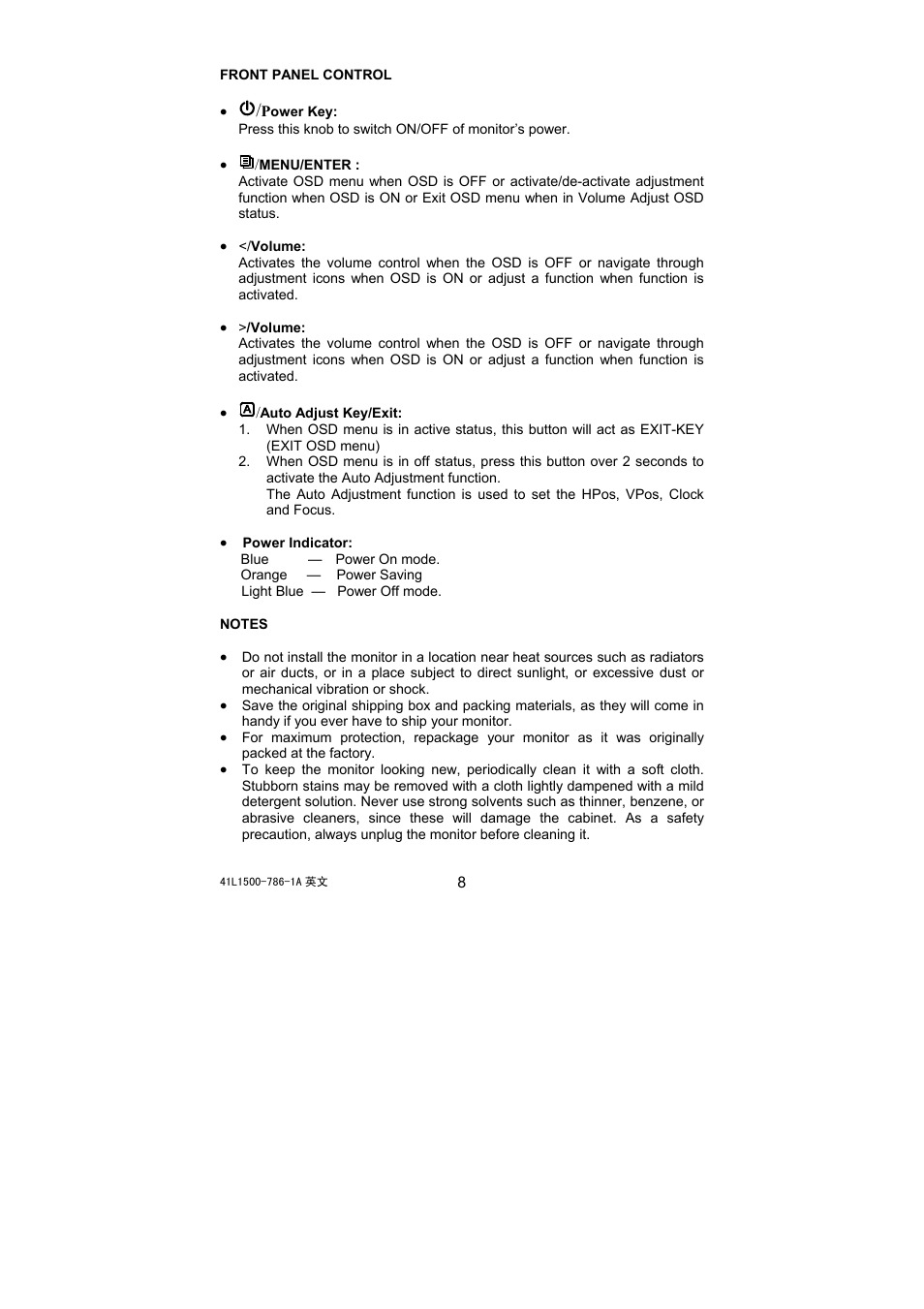 Acer 41L1500-786-1A User Manual | Page 9 / 20