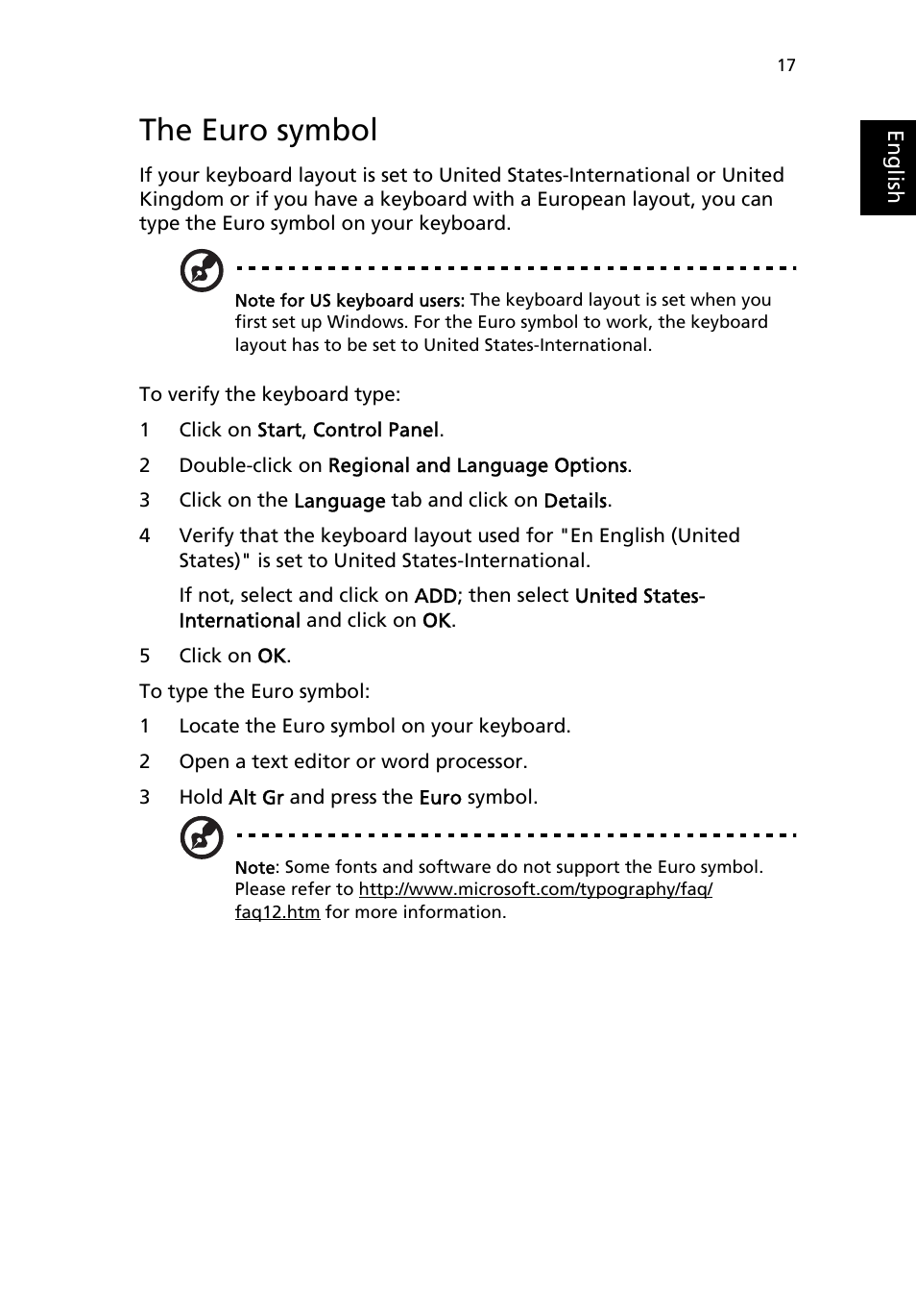 The euro symbol | Acer TravelMate MS2154W User Manual | Page 25 / 80