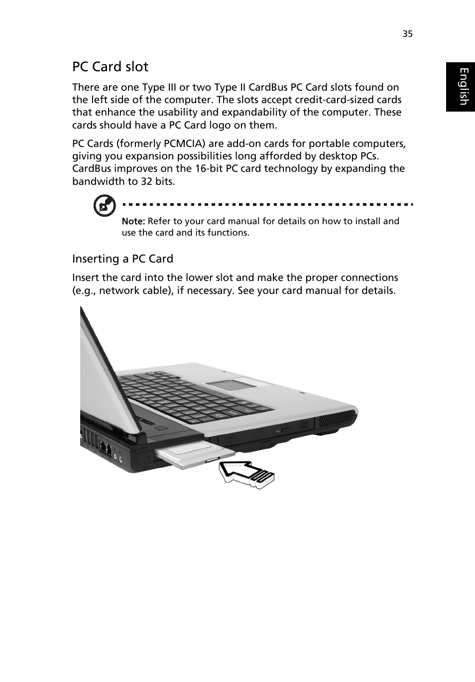 Pc card slot | Acer TravelMate MS2154W User Manual | Page 43 / 80