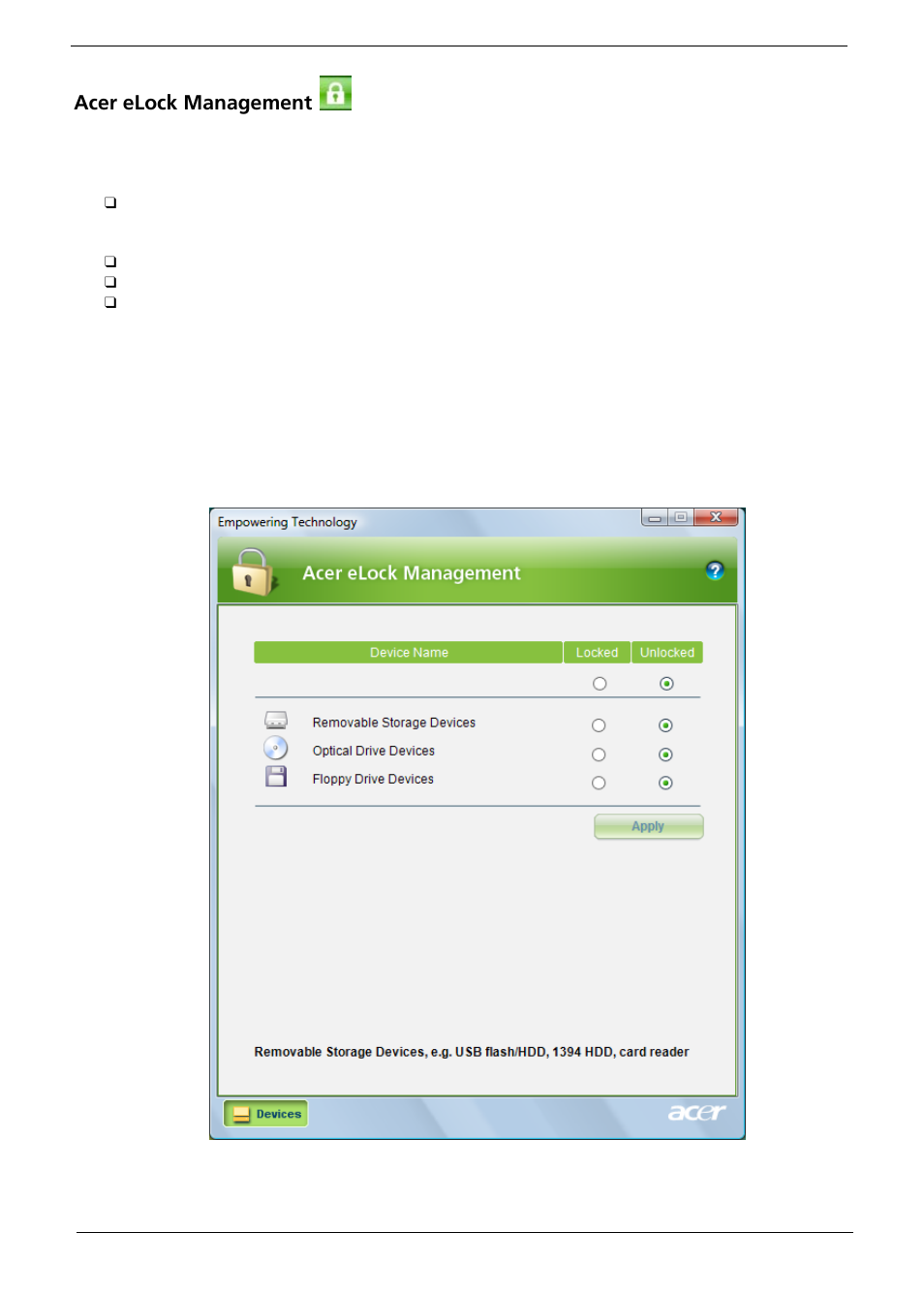 Acer elock management | Acer 5710 User Manual | Page 32 / 104