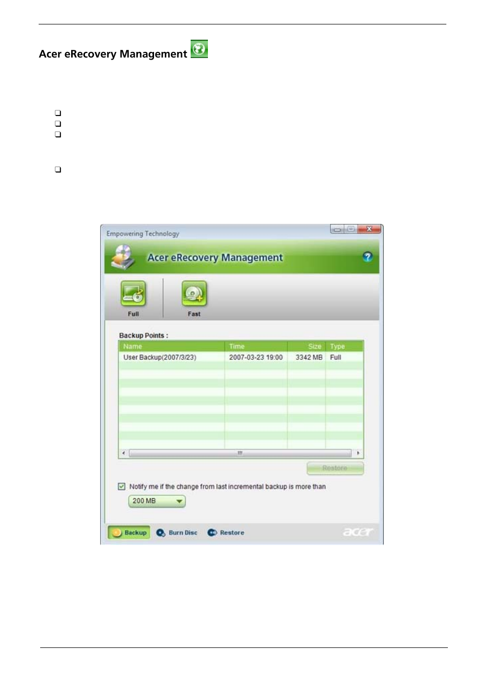 Acer erecovery management | Acer 5710 User Manual | Page 33 / 104