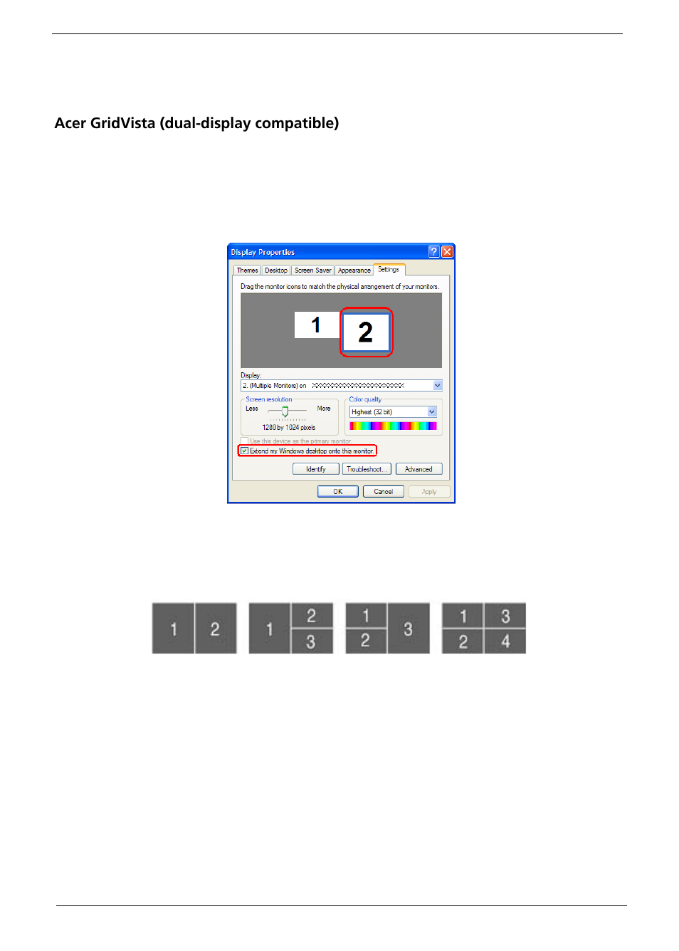 Using the system utilities, Acer gridvista (dual-display compatible) | Acer 5710 User Manual | Page 36 / 104