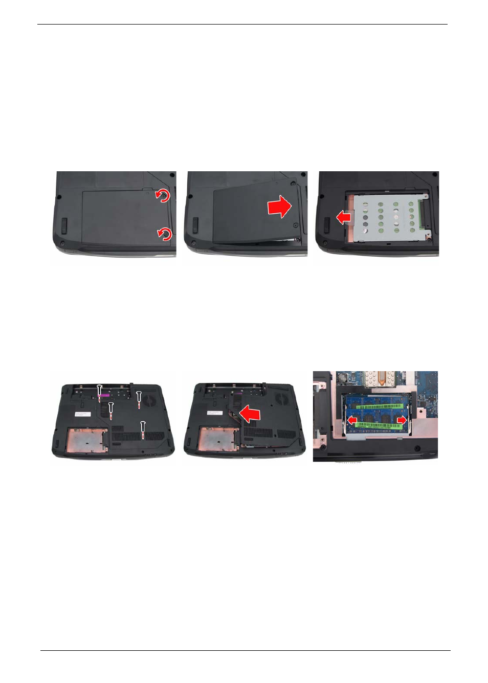 Removing the hdd module, Removing the memory | Acer 5710 User Manual | Page 62 / 104