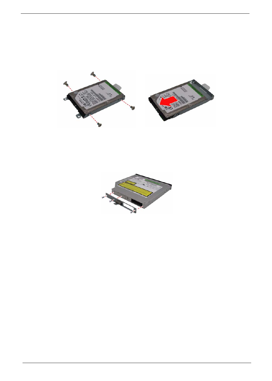 Disassembling the external modules, Disassembling the hdd module, Disassembling the odd module | Acer 5710 User Manual | Page 72 / 104