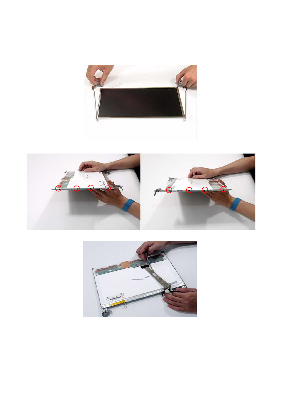 Lcd module reassembly procedure, Replacing the lcd panel | Acer 4530 User Manual | Page 107 / 182