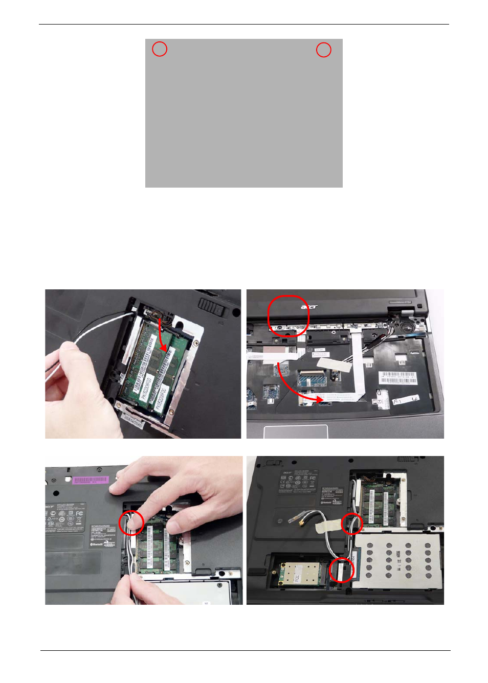 Replacing the antenna cables | Acer 4530 User Manual | Page 125 / 182