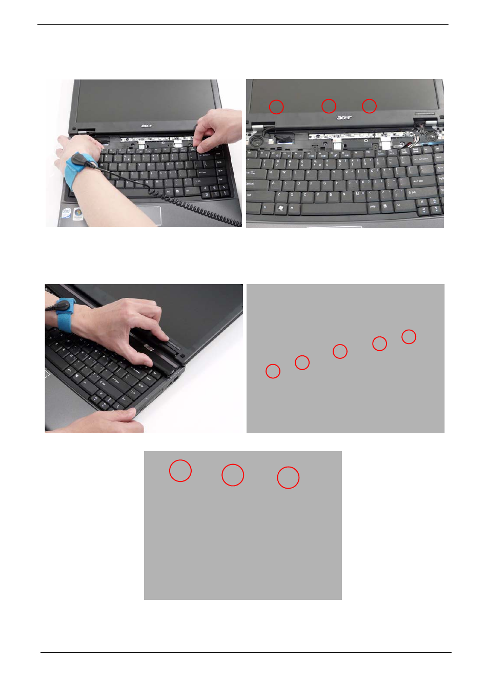 Replacing the keyboard, Replacing the switch cover, Replacing the keyboard replacing the switch cover | Acer 4530 User Manual | Page 126 / 182