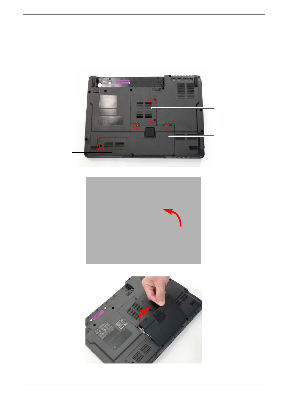 Removing the lower covers | Acer 4530 User Manual | Page 59 / 182