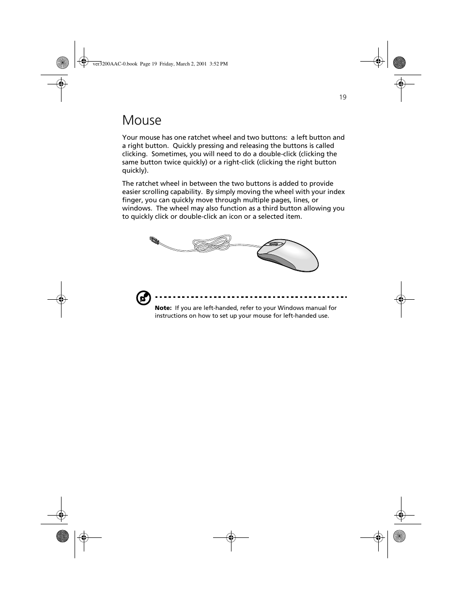 Mouse | Acer 3200 User Manual | Page 29 / 96