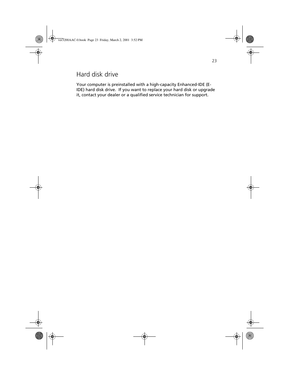 Hard disk drive | Acer 3200 User Manual | Page 33 / 96