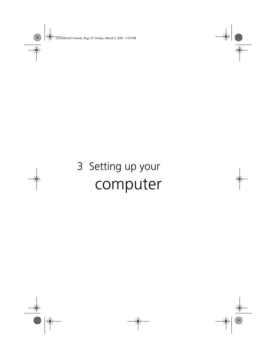 Chapter 3, setting up your computer, 3 setting up your computer, Computer | Acer 3200 User Manual | Page 35 / 96