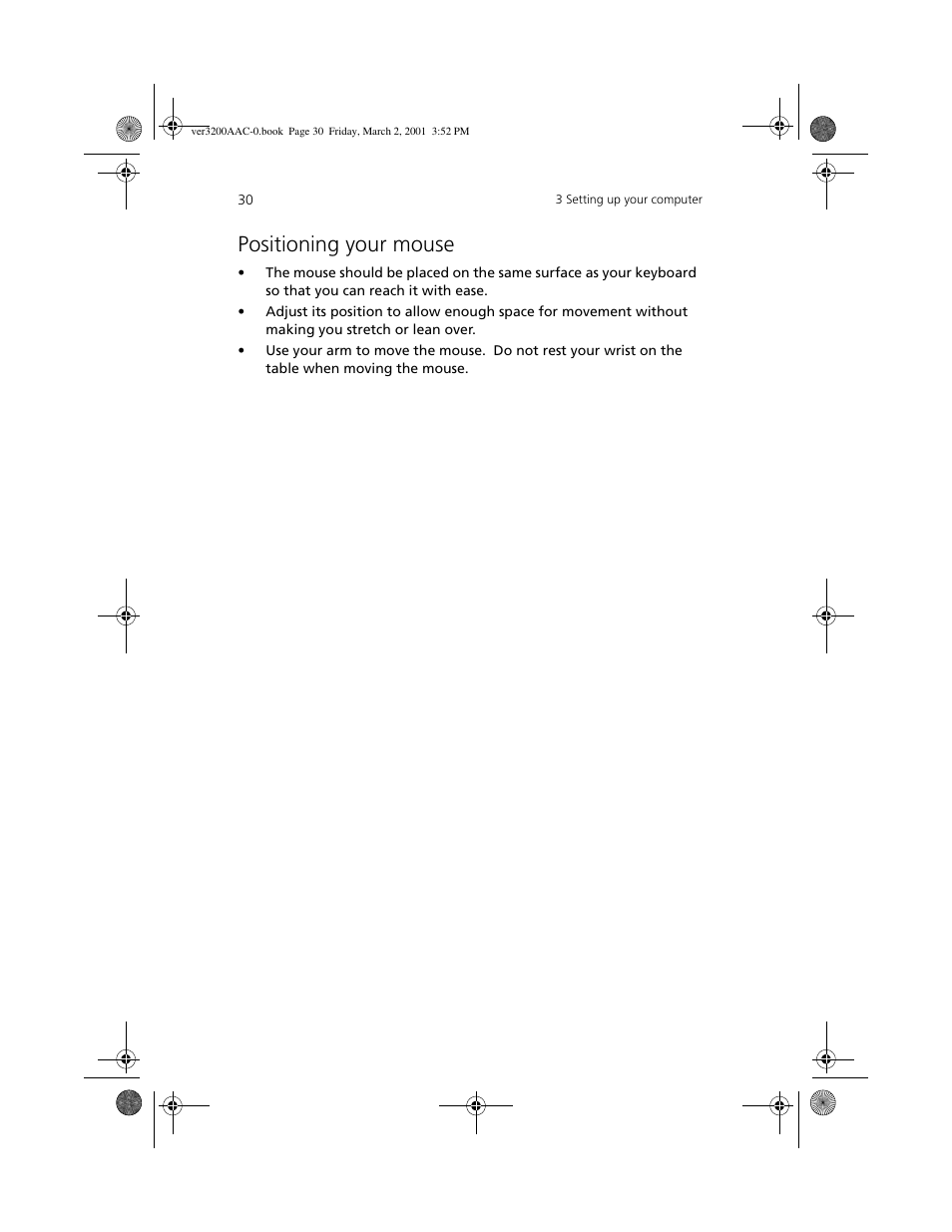 Positioning your mouse | Acer 3200 User Manual | Page 40 / 96