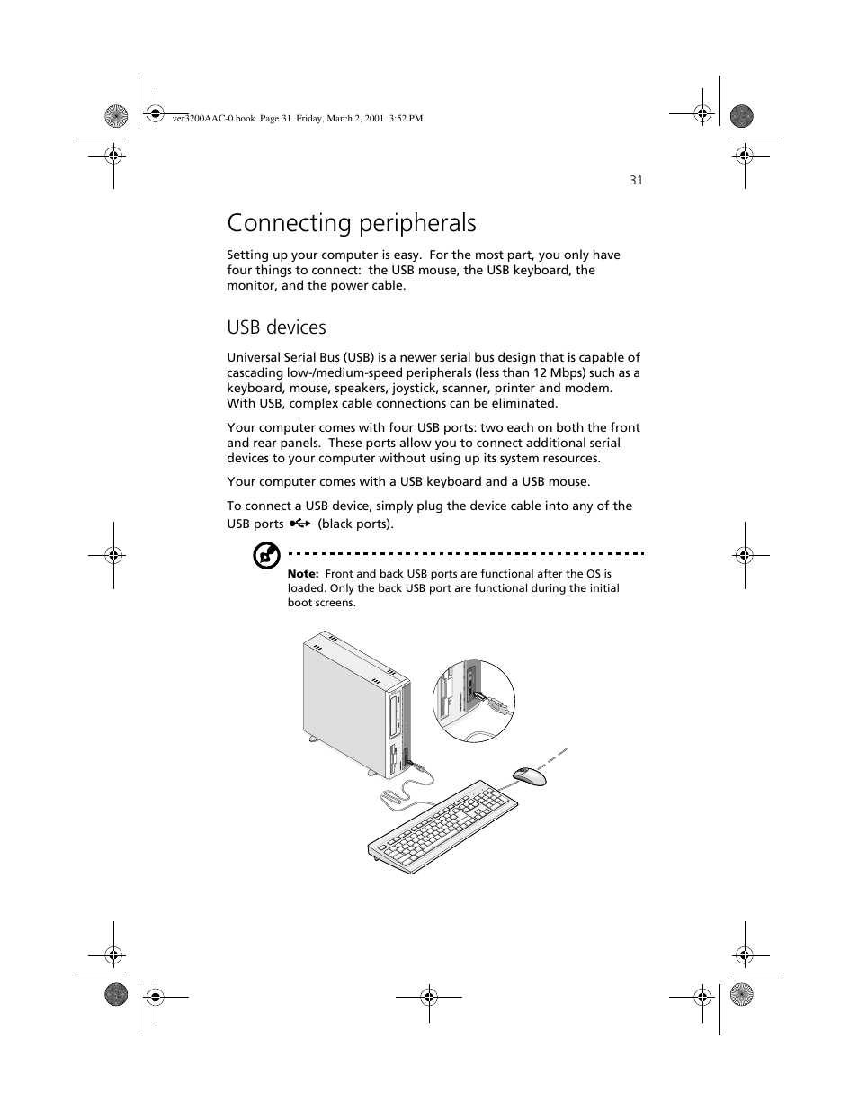 Connecting peripherals, Usb devices | Acer 3200 User Manual | Page 41 / 96