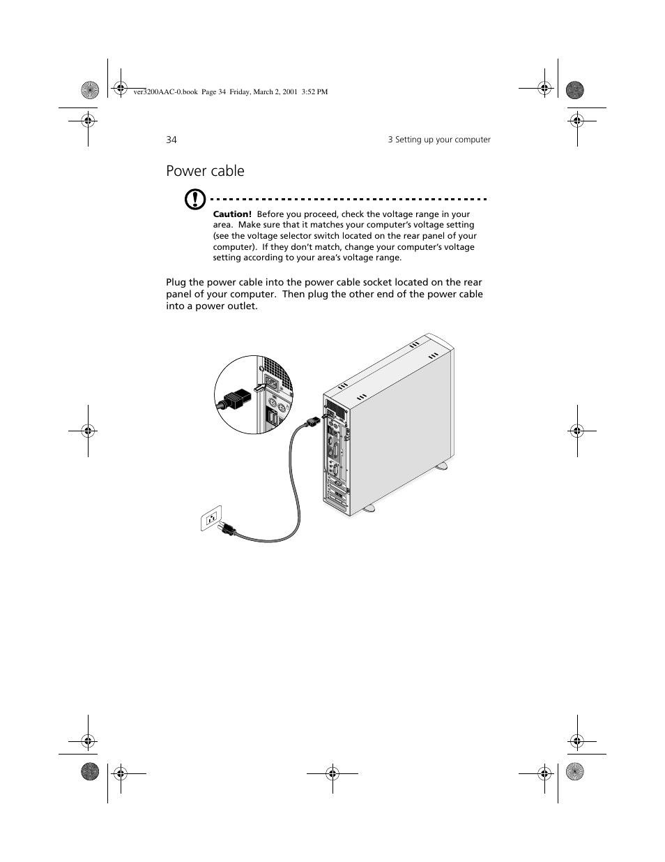 Power cable | Acer 3200 User Manual | Page 44 / 96