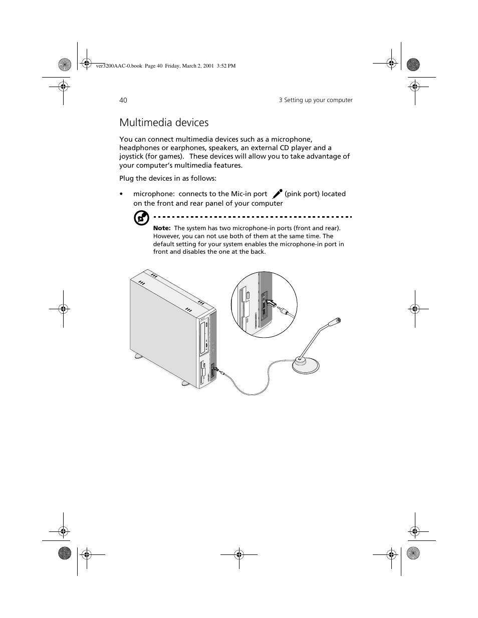 Multimedia devices | Acer 3200 User Manual | Page 50 / 96