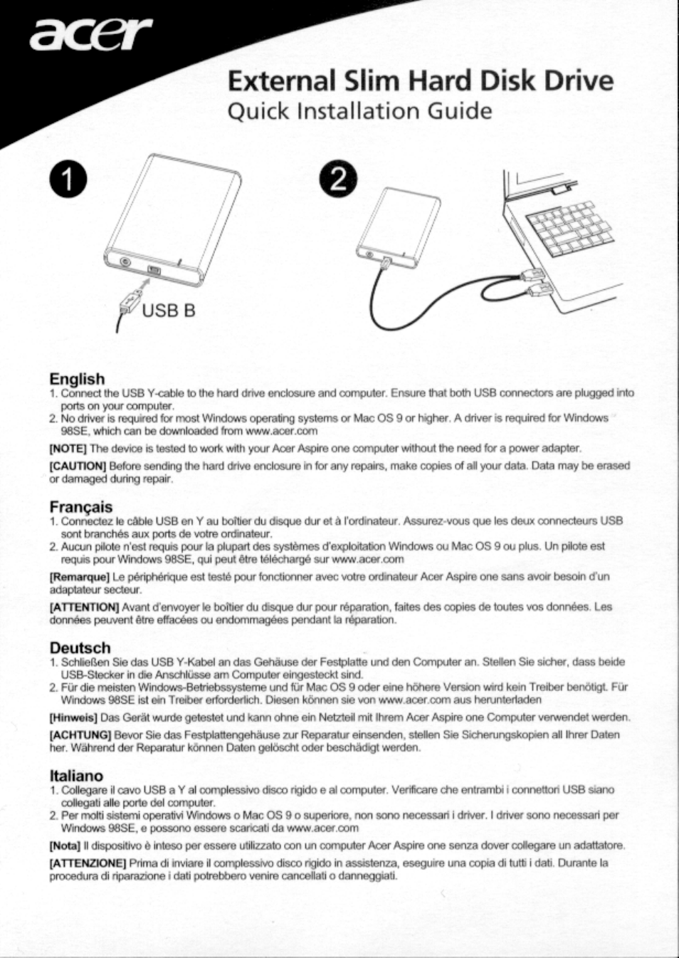Acer 500GB User Manual | 2 pages