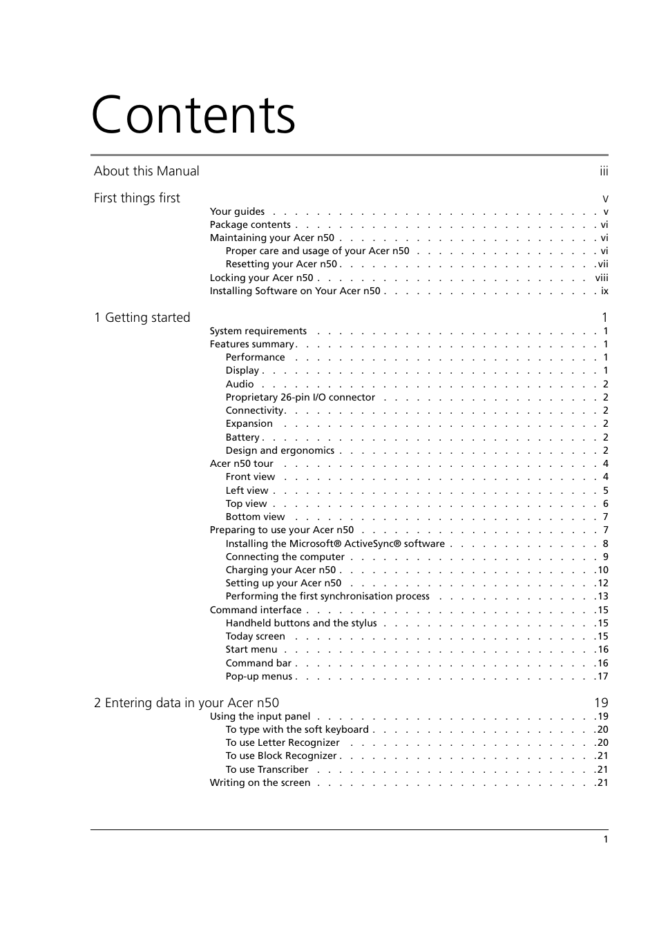 Acer n50 User Manual | Page 11 / 122