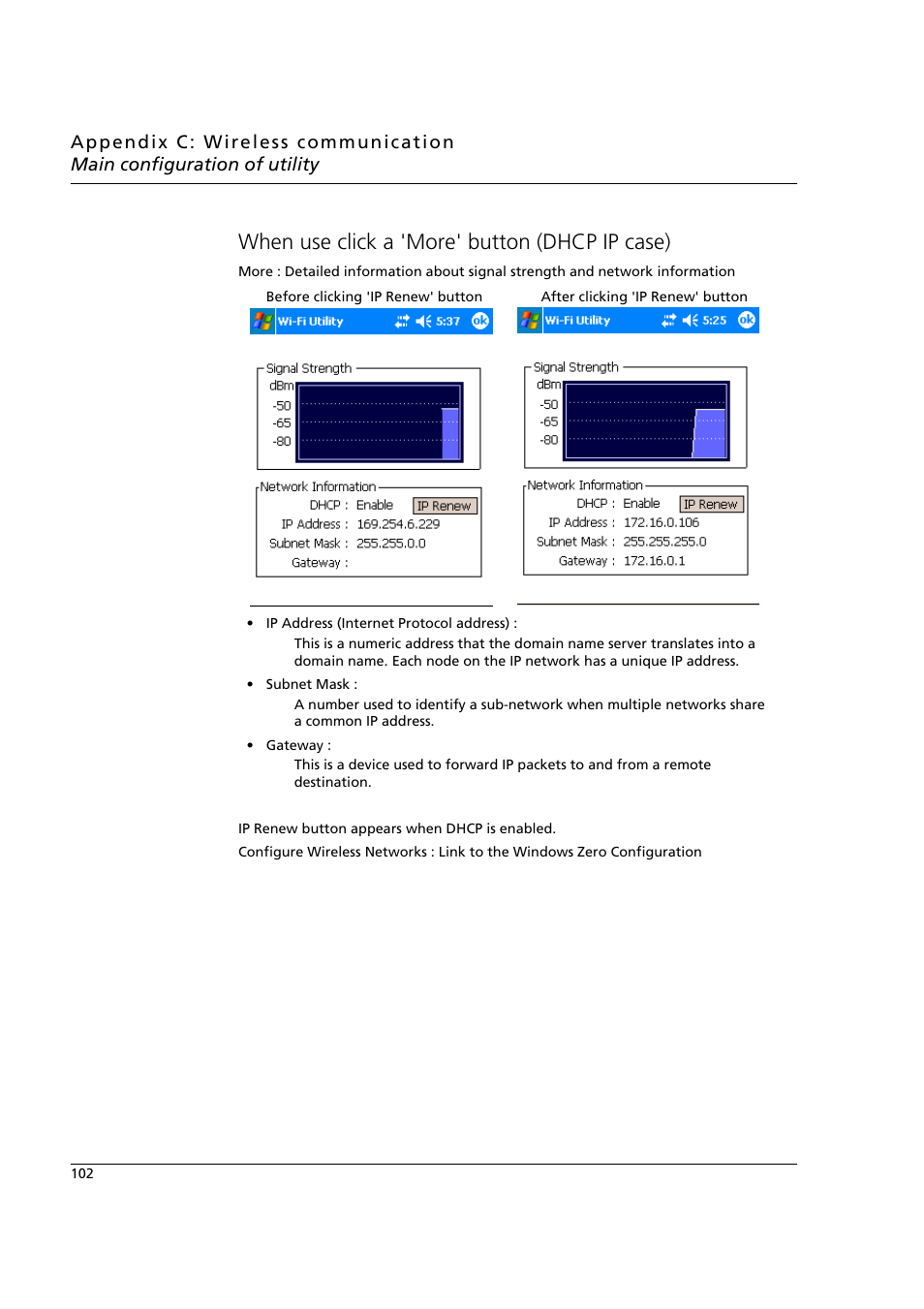 When use click a 'more' button (dhcp ip case) | Acer n50 User Manual | Page 116 / 122