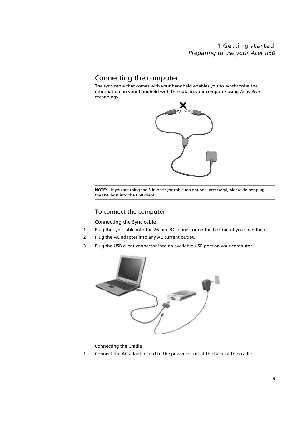 Connecting the computer | Acer n50 User Manual | Page 23 / 122