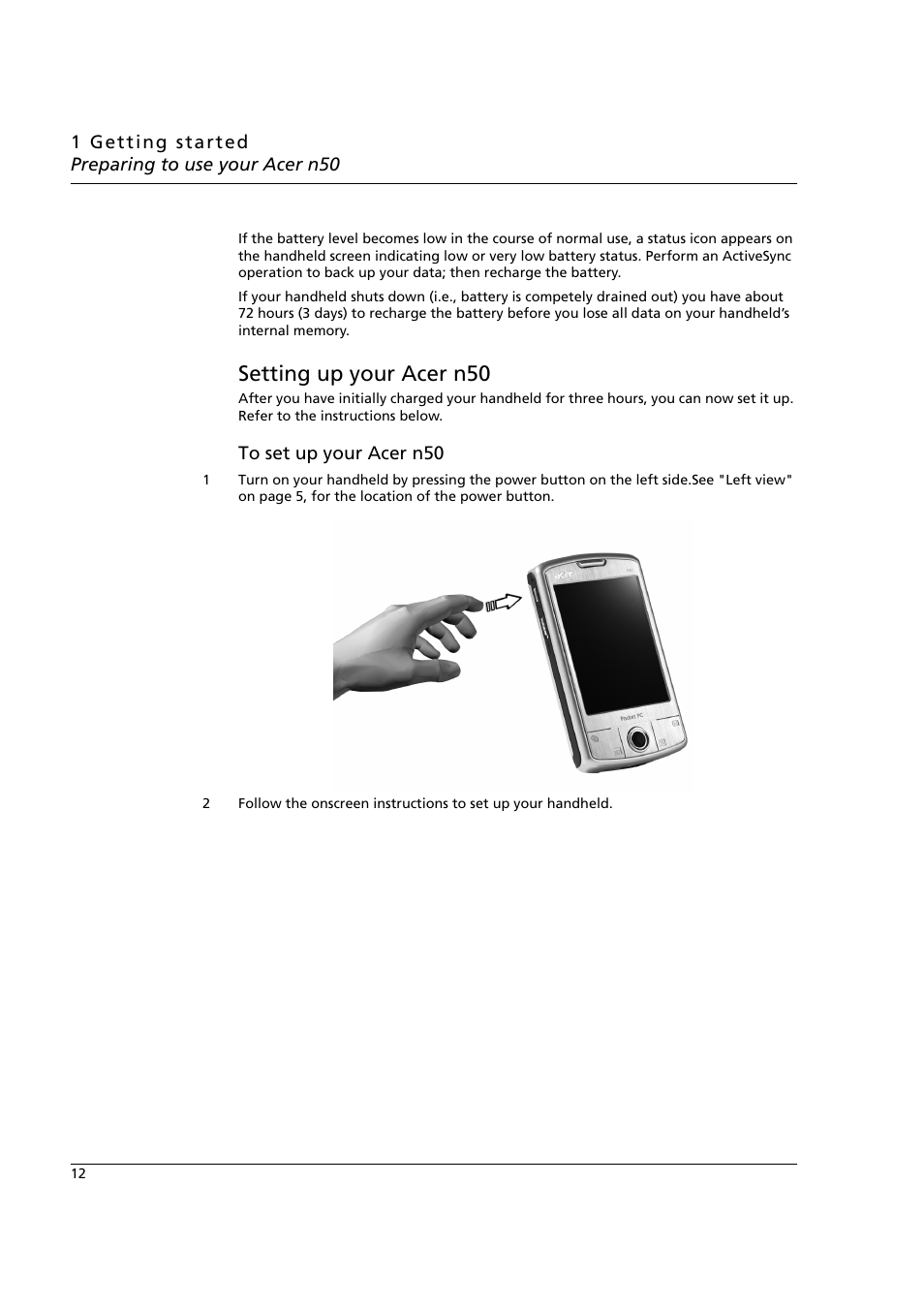 Setting up your acer n50 | Acer n50 User Manual | Page 26 / 122