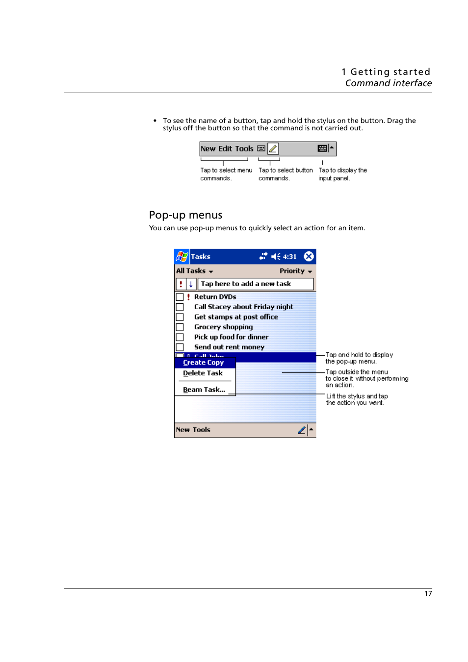 Pop-up menus | Acer n50 User Manual | Page 31 / 122