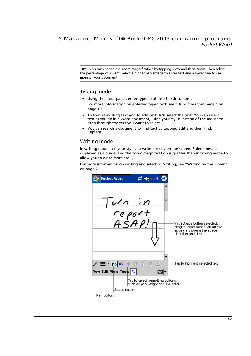 Typing mode, Writing mode | Acer n50 User Manual | Page 61 / 122