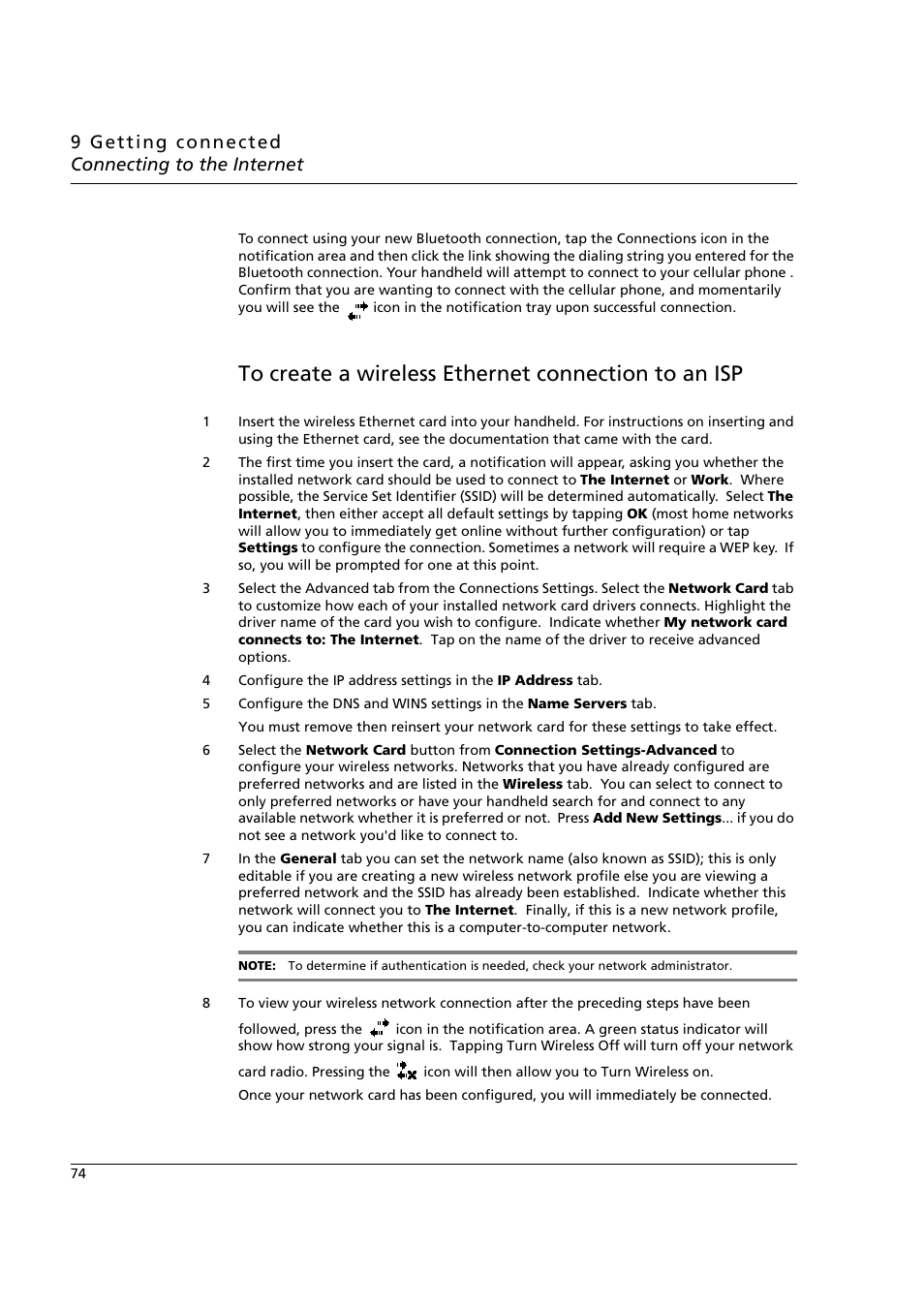To create a wireless ethernet connection to an isp | Acer n50 User Manual | Page 88 / 122