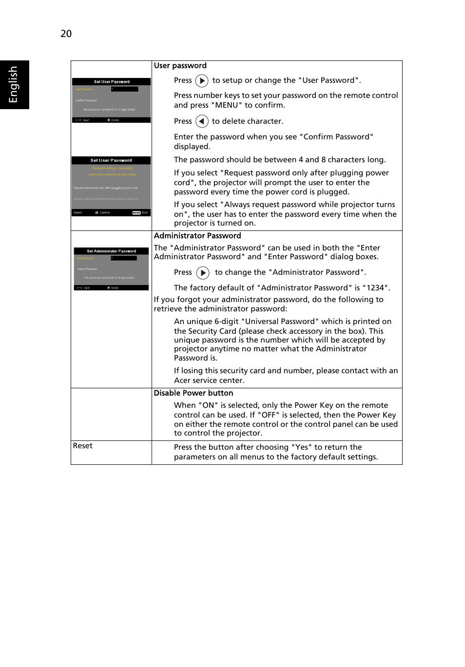English | Acer H5350 User Manual | Page 32 / 53