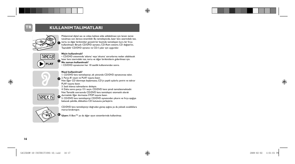 Kullanim talimatlari tr | Philips Nettoyeur pour lentille de lecteur CD User Manual | Page 9 / 10