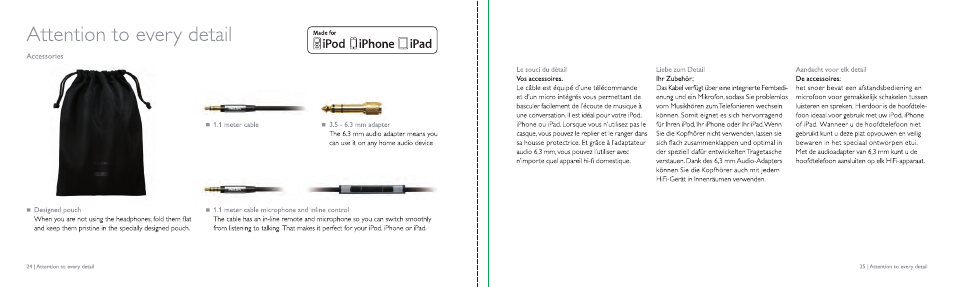 Attention to every detail, Iipod s iphone oipad | Philips Fidelio casque à arceau circum-aural User Manual | Page 13 / 19