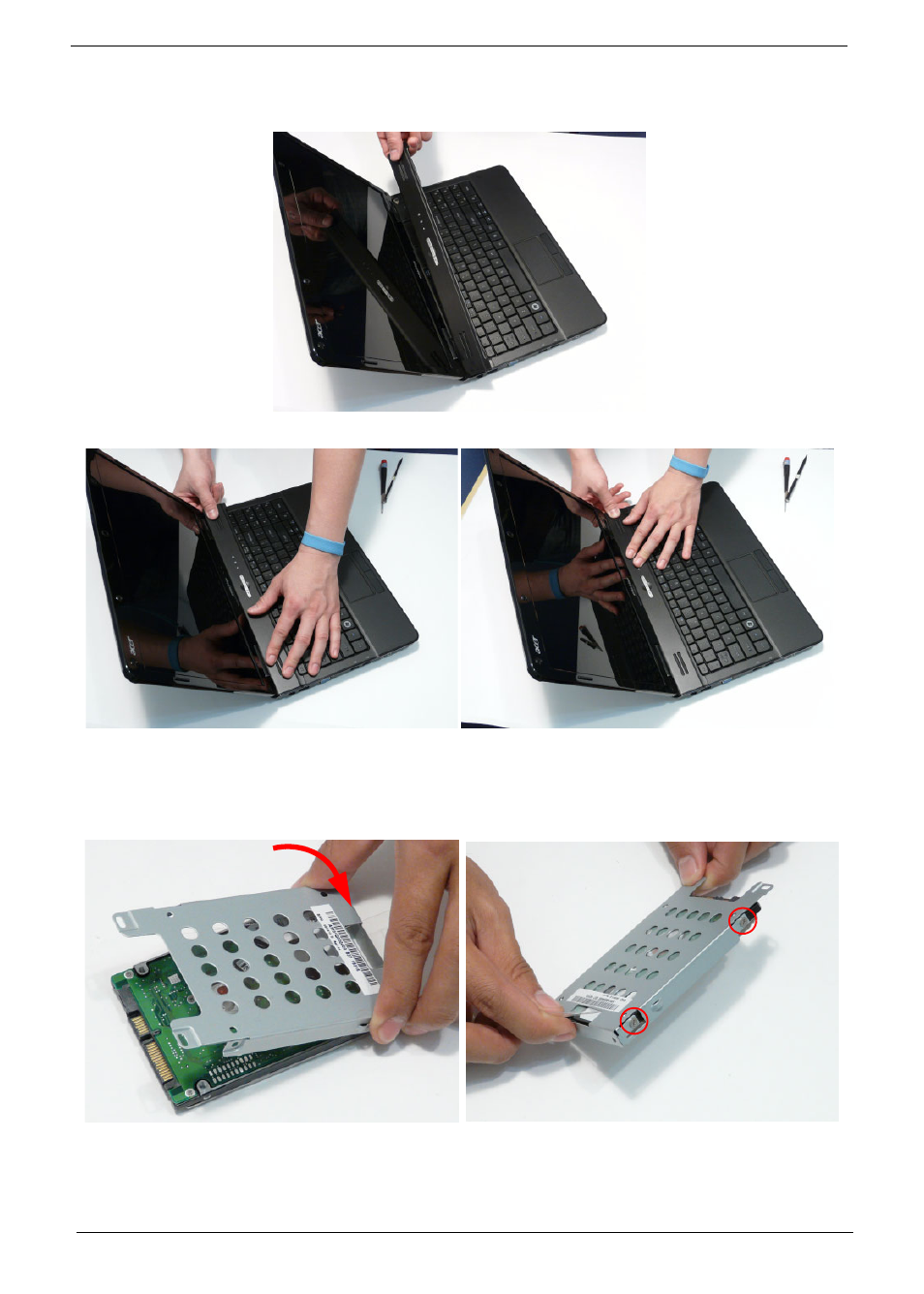 Replacing the switch cover, Replacing the hard disk drive module | Acer 7715Z User Manual | Page 126 / 200