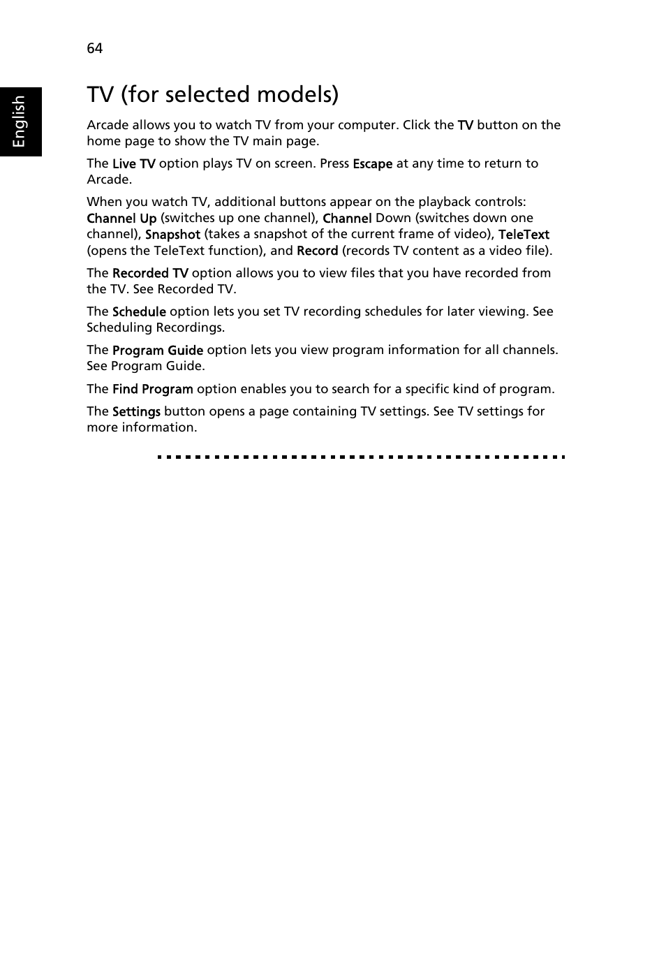 Tv (for selected models), Time-shift functionality | Acer 3680 User Manual | Page 84 / 124