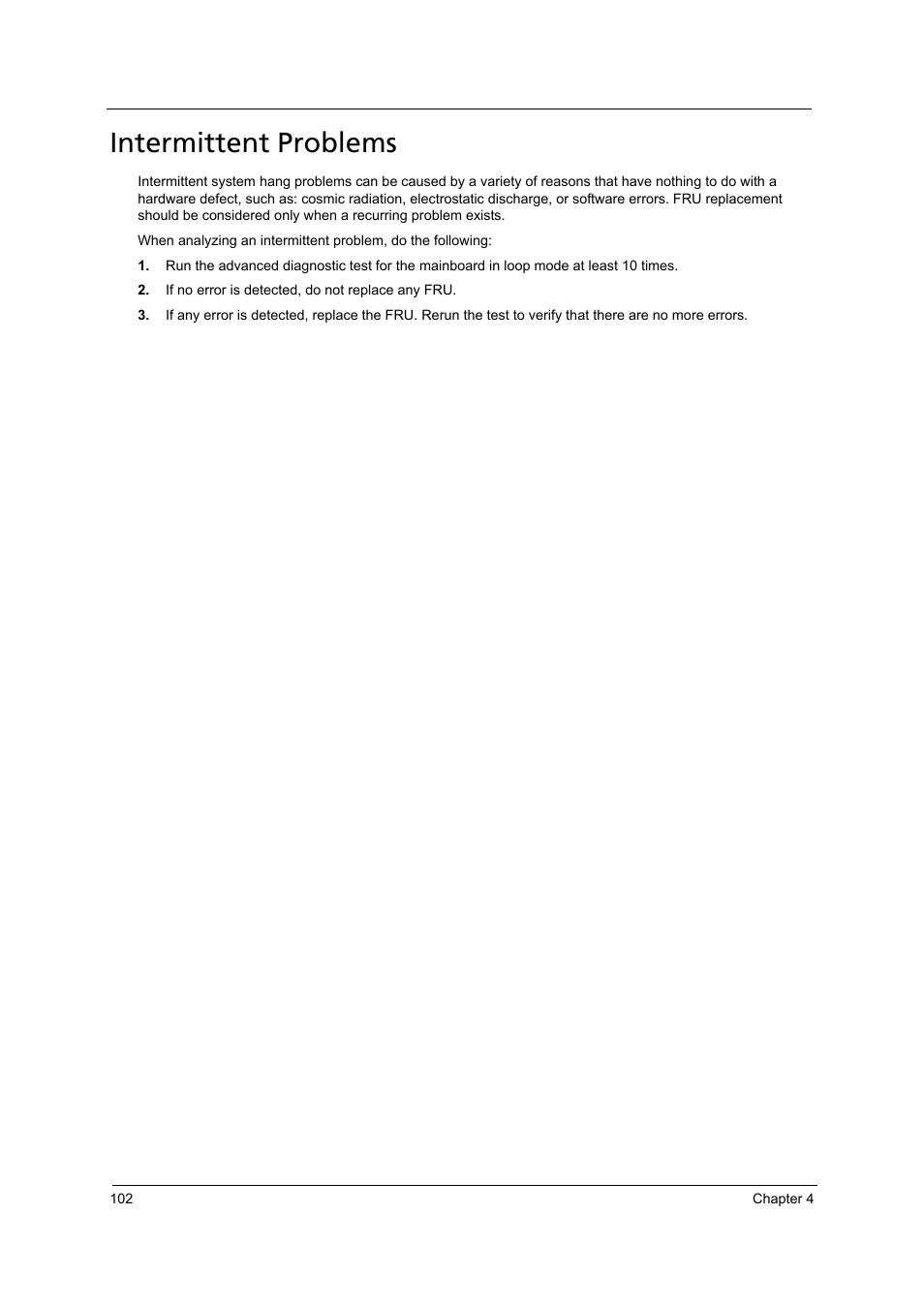 Intermittent problems | Acer 4715Z User Manual | Page 112 / 154