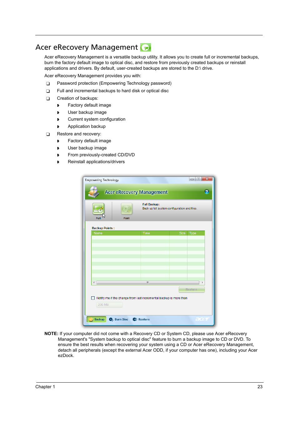 Acer erecovery management | Acer 4715Z User Manual | Page 33 / 154