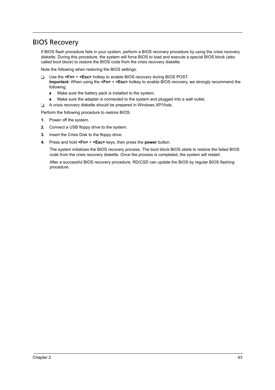 Bios recovery | Acer 4715Z User Manual | Page 53 / 154
