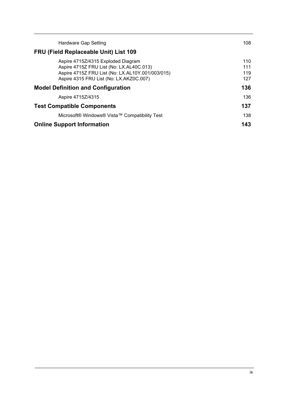 Acer 4715Z User Manual | Page 9 / 154