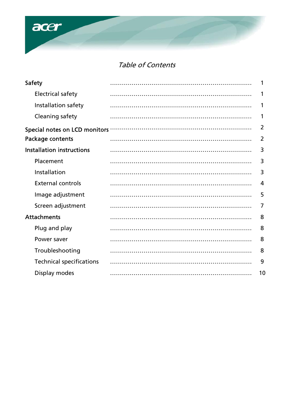 Acer AL2017 User Manual | 11 pages