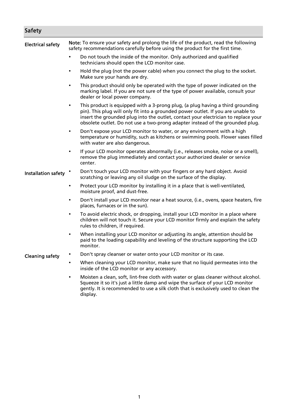 Acer AL2017 User Manual | Page 2 / 11