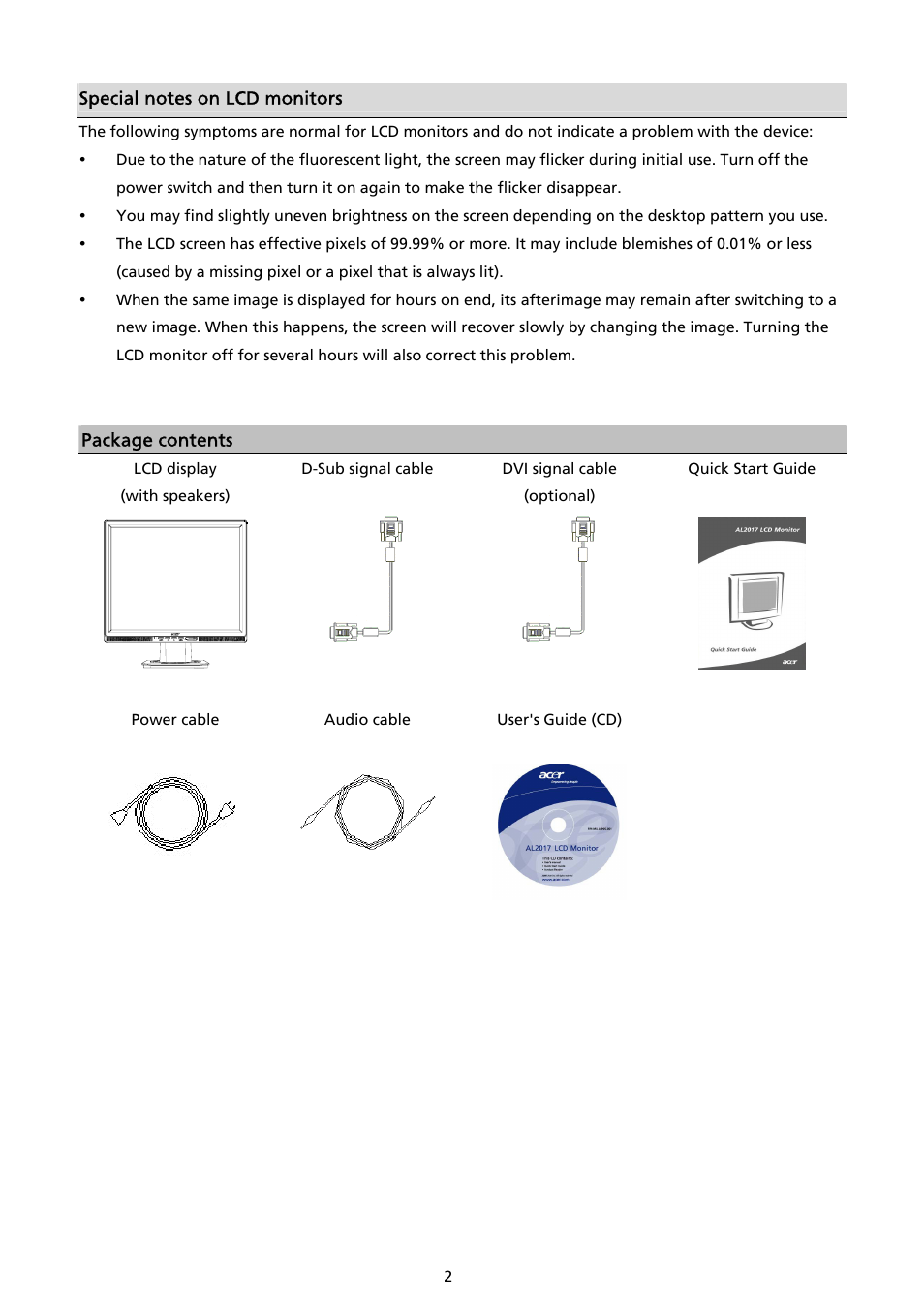 Acer AL2017 User Manual | Page 3 / 11