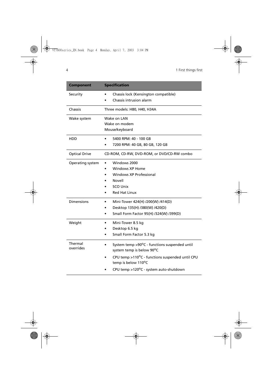 Acer 7600 series User Manual | Page 10 / 116