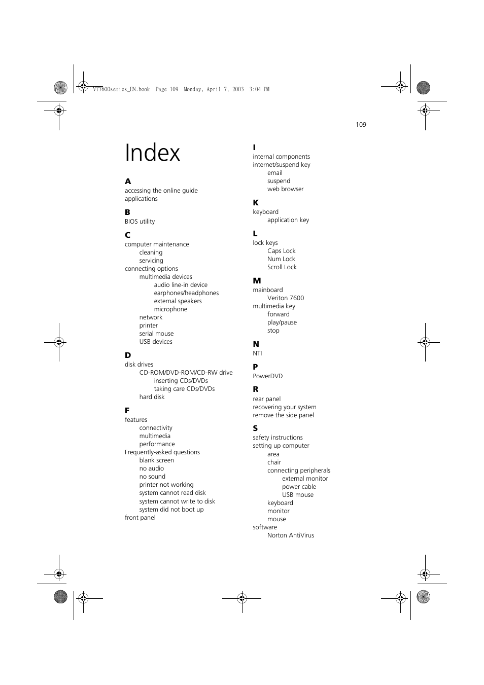 Index | Acer 7600 series User Manual | Page 115 / 116