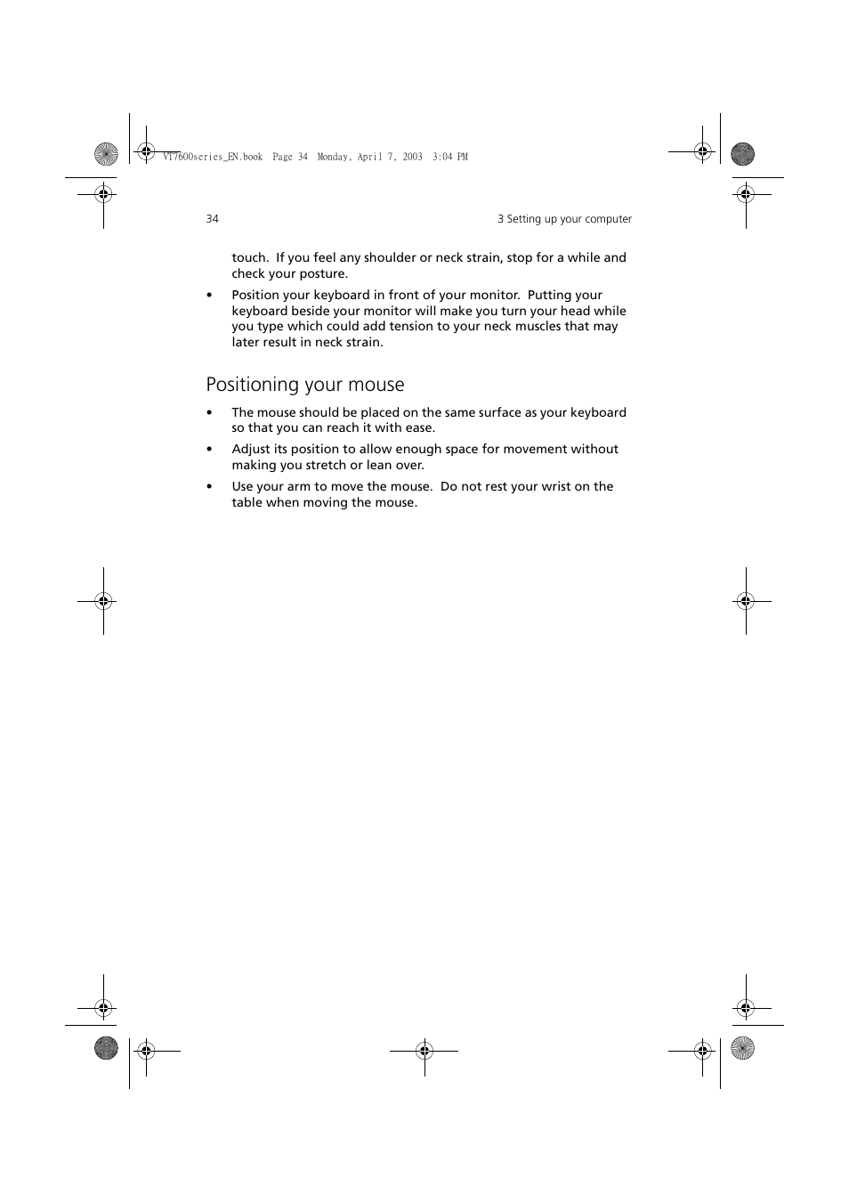 Positioning your mouse | Acer 7600 series User Manual | Page 40 / 116