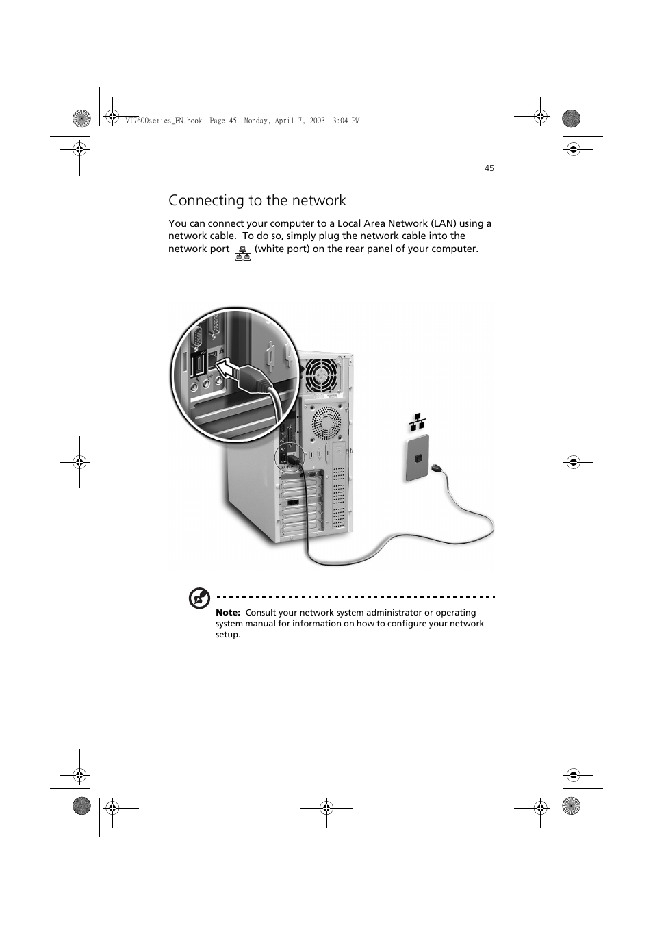 Connecting to the network | Acer 7600 series User Manual | Page 51 / 116