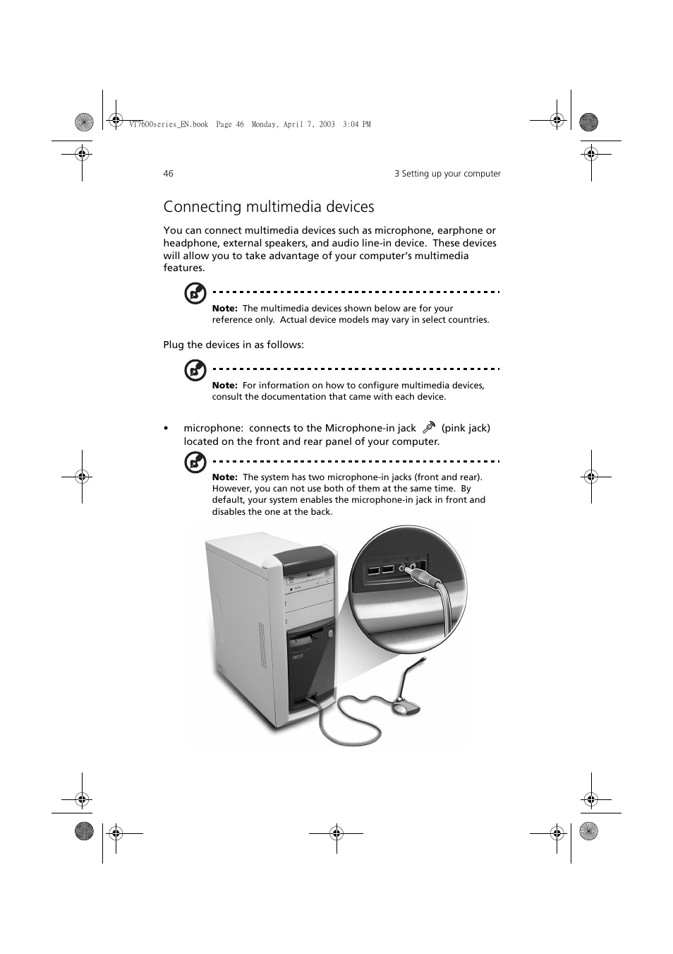 Connecting multimedia devices | Acer 7600 series User Manual | Page 52 / 116