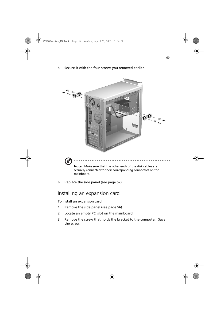 Installing an expansion card | Acer 7600 series User Manual | Page 75 / 116