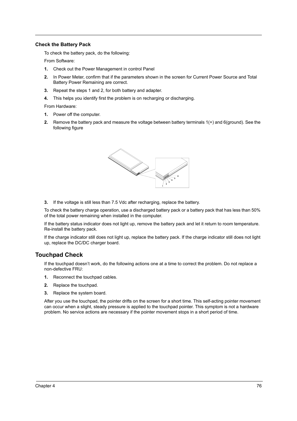 Touchpad check | Acer 2600 User Manual | Page 80 / 126