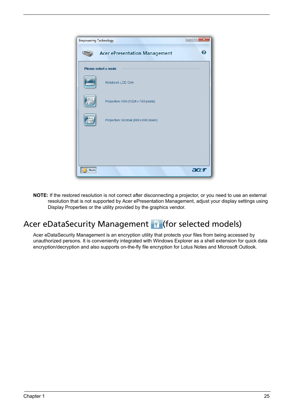 Acer 1200 User Manual | Page 35 / 166