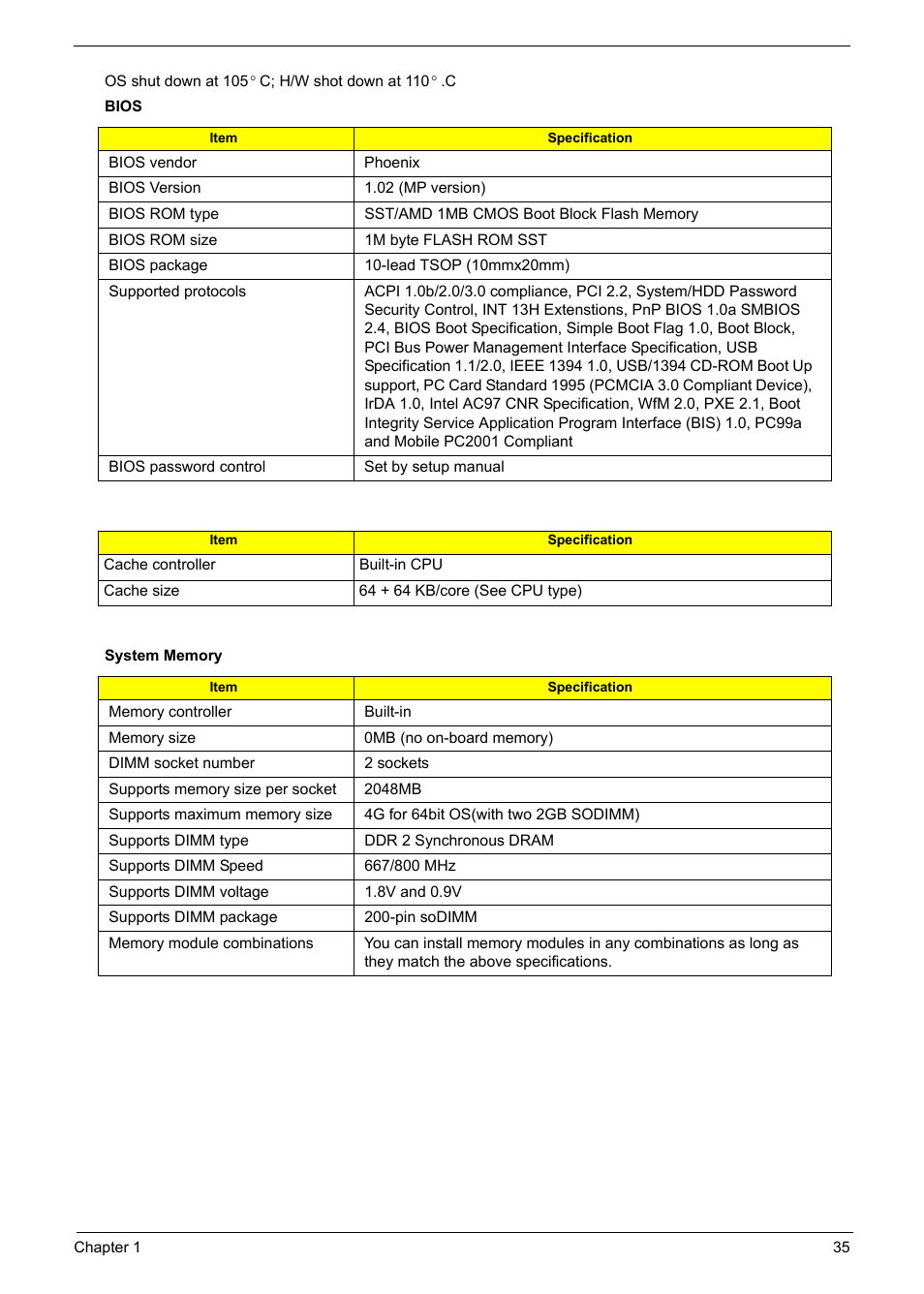 Acer 1200 User Manual | Page 45 / 166