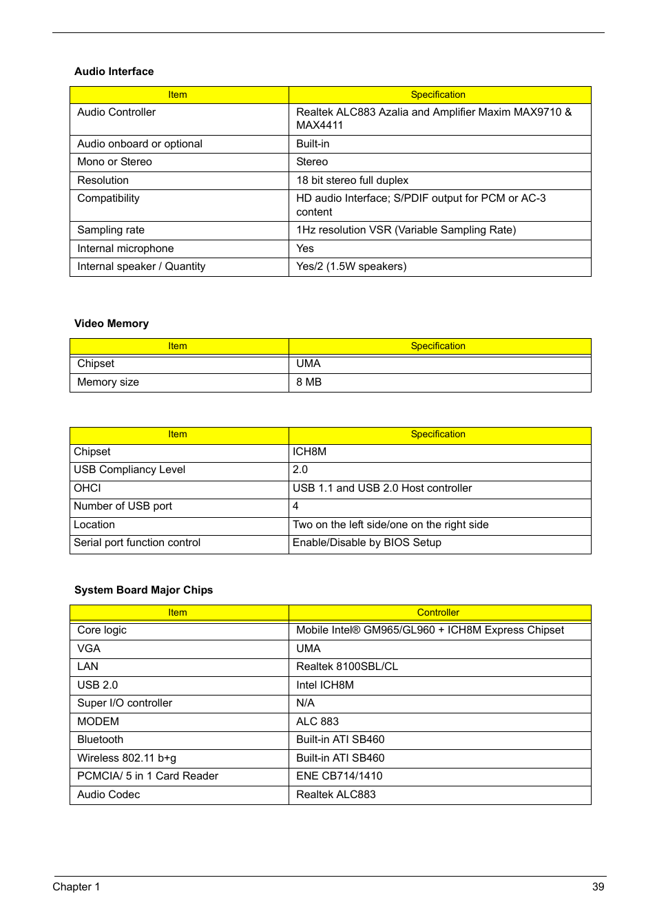 Acer 1200 User Manual | Page 49 / 166