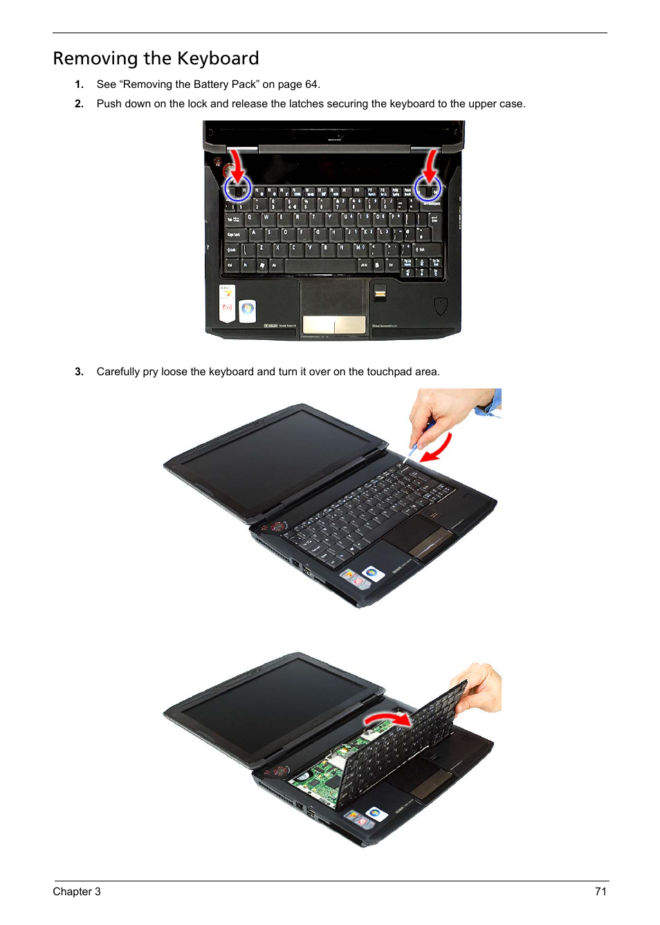 Removing the keyboard | Acer 1200 User Manual | Page 81 / 166